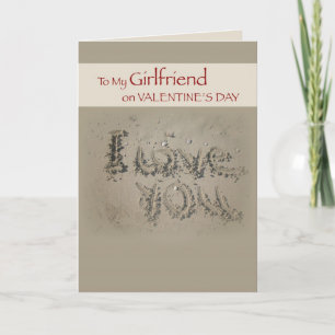 Tarjeta Festiva Novia te ama escribiendo en Sand Valentine
