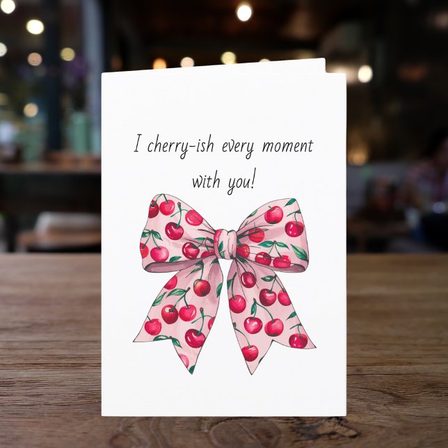 Tarjeta Festiva Novio novio Cherry Pink Bow marido Cumpleaños (Subido por el creador)