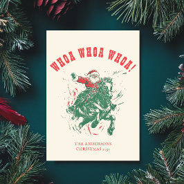 Tarjeta Festiva Novio Santa Claus se burla del rodeo occidental de