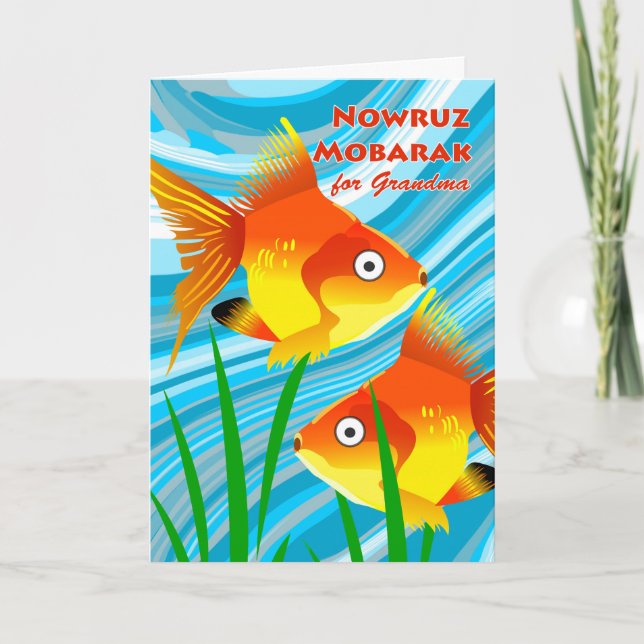 Tarjeta Festiva Nowruz Mobarak, Año Nuevo persa para la abuela, (Anverso)