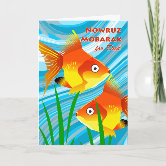 Tarjeta Festiva Nowruz Mobarak, Año Nuevo persa para papá, pez de  (Anverso)