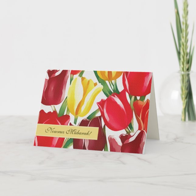 Tarjeta Festiva Nowruz Mubarak.Cartas de Año Nuevo persas (Anverso)