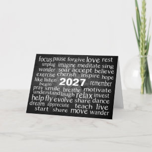 Tarjeta Festiva Nube de palabras del año nuevo 2027