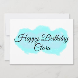 Tarjeta Festiva Nubes verdes azules, niños modernos de feliz cumpl