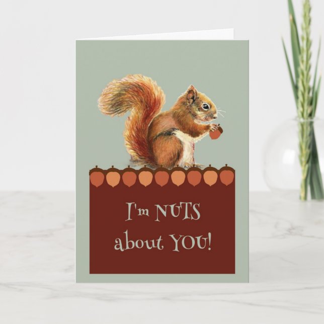 Tarjeta Festiva Nueces lindas sobre usted arte de la ardilla del (Anverso)