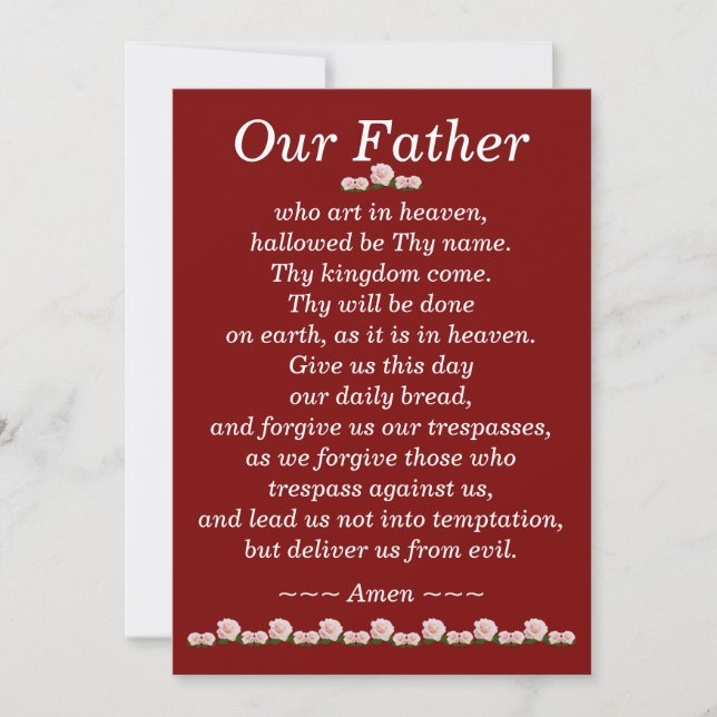 Tarjeta Festiva Nuestra plegaria padre Matthew 6:9-13 Card (Anverso)
