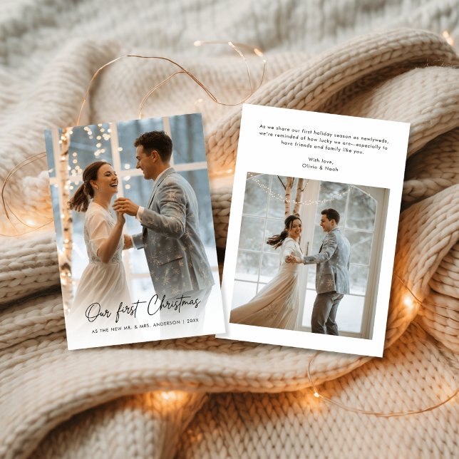 Tarjeta Festiva Nuestra primera foto de la boda de invierno con gu (Subido por el creador)