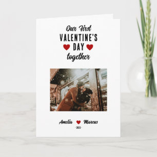 Tarjeta Festiva Nuestra primera foto de pareja del Día de San Vale