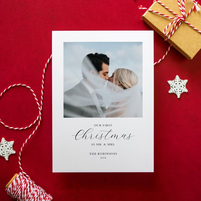 Tarjeta Festiva Nuestra primera Navidad, Sr. y Sra. Dos Fotografía (Subido por el creador)