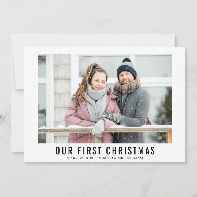 Tarjeta Festiva Nuestra primera nieve navideña, encantadora y reci (Anverso)