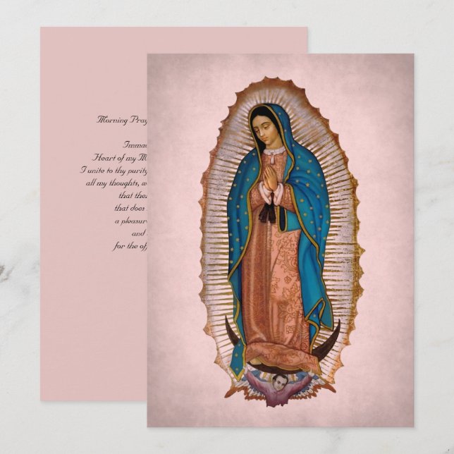 Tarjeta Festiva Nuestra Señora de Guadalupe 1531 con oración (Anverso / Reverso)