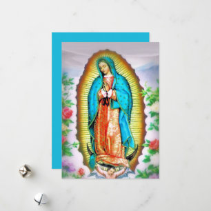Tarjeta Festiva Nuestra Señora de Guadalupe Oración Floral de la M
