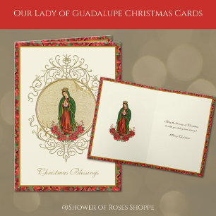 Tarjeta Festiva Nuestra Señora de Guadalupe Poinsettia Navideña