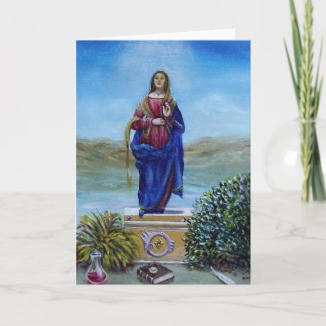 Tarjeta Festiva NUESTRA SEÑORA DE LIGERA Madonna de inmaculada con (Anverso)