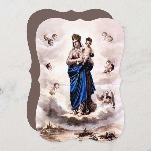 Tarjeta Festiva Nuestra Señora del Próximo Suceso BW con Oración (Anverso / Reverso)