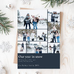 Tarjeta Festiva Nuestro Año En La Nieve Divertida Foto De Navidade<br><div class="desc">Presentamos nuestras "Tarjetas de Festividad Fotográficas de Navidades Familiares de Nuestro Año en la Nieve" - una manera encantadora de compartir el viaje de su familia a lo largo del año con sus seres queridos. Estas tarjetas presentan un encantador diseño naval con un toque único. Este año, hemos capturado los...</div>