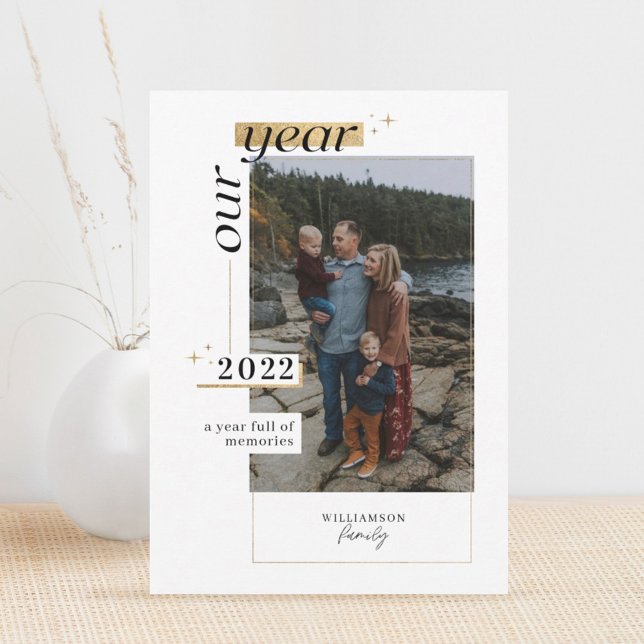 Tarjeta Festiva Nuestro año en reseña de año lleno de Recuerdos (Subido por el creador)