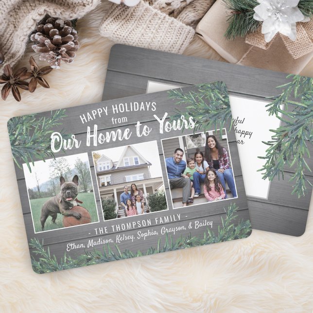 Tarjeta Festiva Nuestro hogar para sus Navidades Foto Madera y veg (Subido por el creador)
