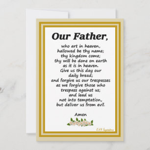 Tarjeta Festiva Nuestro Padre Orando Matthew 6:9-13
