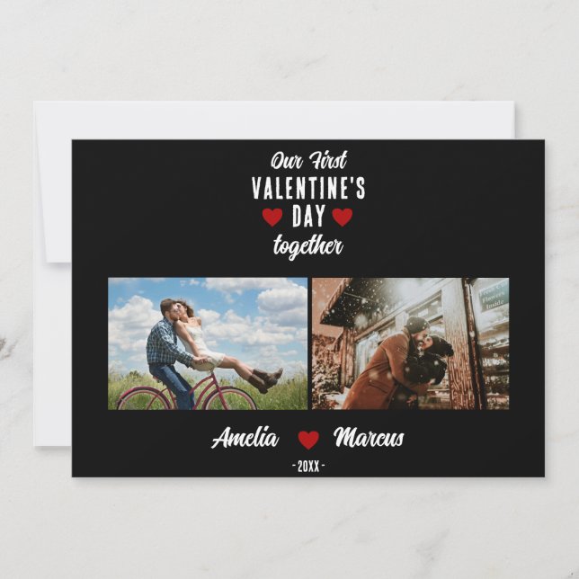 Tarjeta Festiva Nuestro primer El día de San Valentín juntos 2 fot (Anverso)