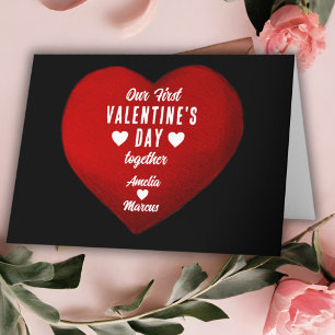 Tarjeta Festiva Nuestro primer El día de San Valentín juntos: Pare