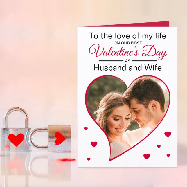 Tarjeta Festiva Nuestro primer San Valentín como marido y mujer fo (Subido por el creador)