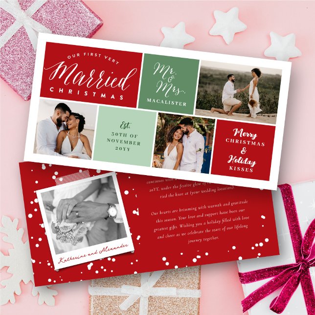 Tarjeta Festiva Nuestros primeros Navidades casados 3 Boda de foto (Subido por el creador)