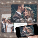 Tarjeta Festiva Nuestros primeros Navidades casados recién casados<br><div class="desc">Enviar alegres deseos de vacaciones como nuevo Sr. ¡Y la Sra.! Celebra el matrimonio como recién casados y comparte dos de tus fotos favoritas de bodas con una elegante foto de personalizado "Nuestros primeros Navidades casados". Todo el texto de esta plantilla es sencillo de personalizar para incluir cualquier texto, como...</div>