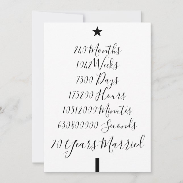 Tarjeta Festiva Nuestros veinte Navidades 20 años casados (Anverso)