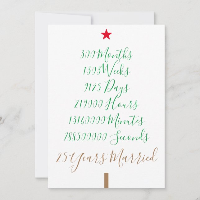 Tarjeta Festiva Nuestros veinticinco Navidades veinticinco años Na (Anverso)