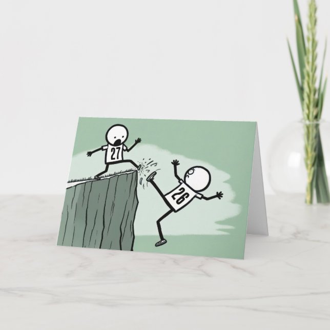 Tarjeta Festiva Nueva año 2027 Figura de palos Humor de la gente (Anverso)