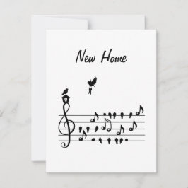 Tarjeta Festiva Nueva Armonía en el Hogar: Pájaro Musical con Casa