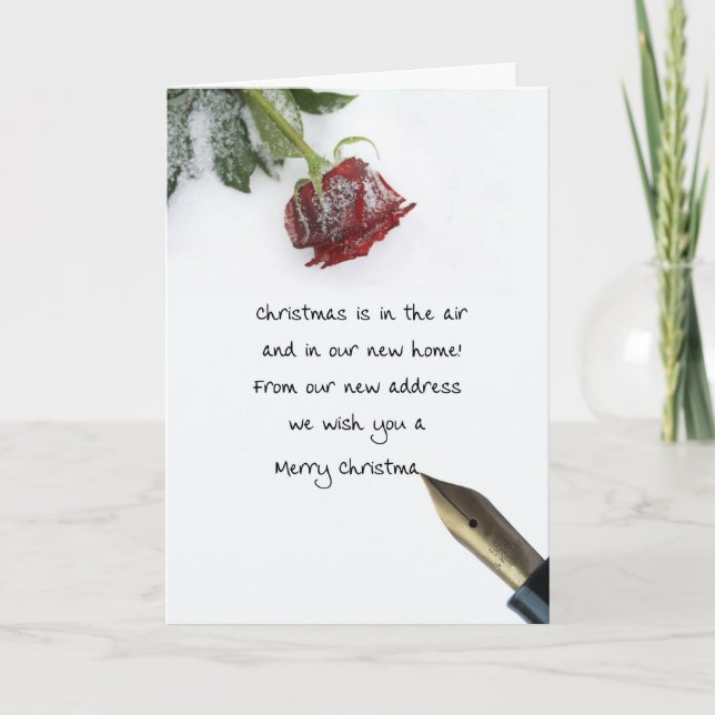 Tarjeta Festiva Nueva carta de navidades de dirección en rosa de n (Anverso)