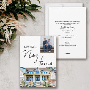 Tarjeta Festiva Nueva casa de Año Nuevo: fotografía y casa