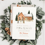 Tarjeta Festiva Nueva casa de ladrillo para Navidades Snowman Wint<br><div class="desc">Esta linda tarjeta de vacaciones para Navidades "un nuevo hogar para las vacaciones" incluye una pequeña casa de ladrillo, dos personas, hombre de nieve y árboles en la nieve. En el reverso, un fondo marrón claro con motivos de la casa. Personalízalo para tus necesidades. Puedes encontrar productos coincidentes en mi...</div>