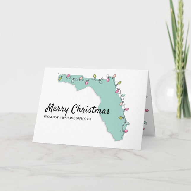 Tarjeta Festiva Nueva casa de los Navidades de mapas de Florida se (Anverso)