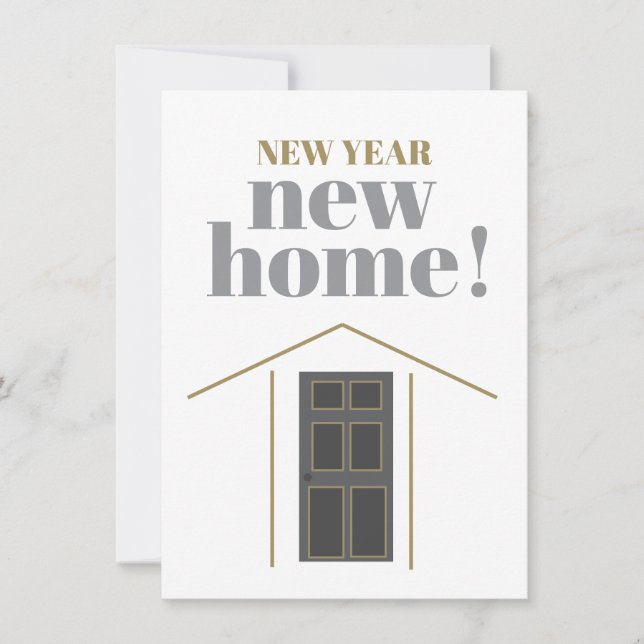 Tarjeta Festiva Nueva familia de oro en casa de Año Nuevo en movim (Anverso)