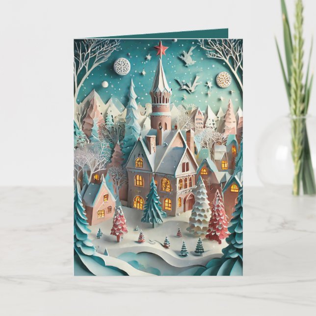 Tarjeta Festiva Nueva Inglaterra para Navidades (Anverso)