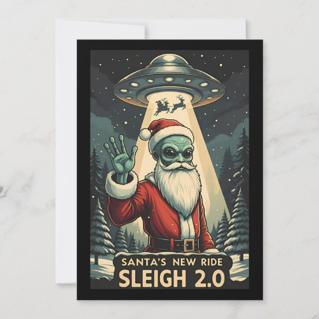 Tarjeta Festiva Nueva travesía de Santa Claus: Sleigh 2.0 (Anverso)