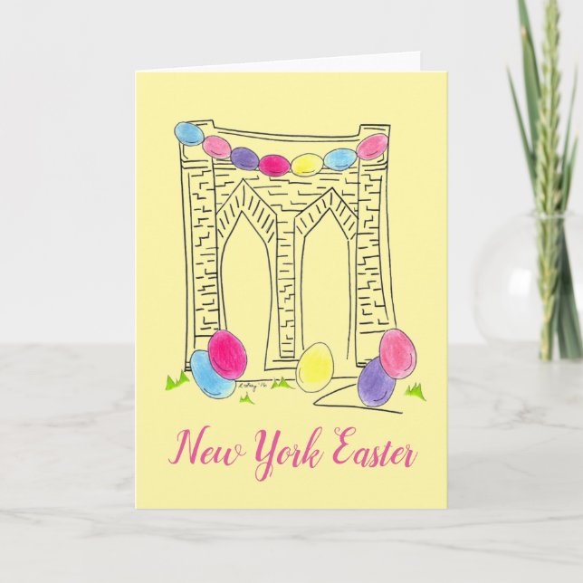 Tarjeta Festiva Nueva York Semana Santa Brooklyn Bridge Egt Hunt N (Anverso)