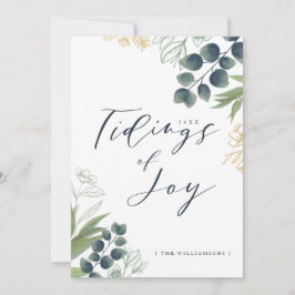 Tarjeta Festiva Nuevas de Alegría | Elegante Foliaje Invernal de A