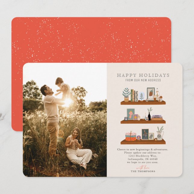 Tarjeta Festiva Nuevas estanterías de casas mudándose foto de Invi (Anverso / Reverso)