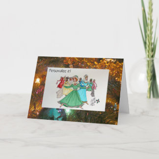 Tarjeta Festiva Nueve damas bailando