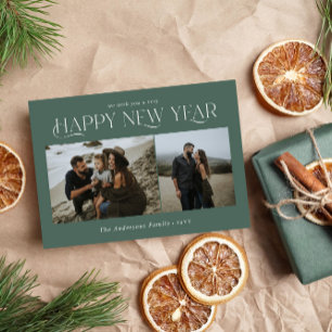 Tarjeta Festiva Nuevo año 2 foto acuarela sabio botánico verde