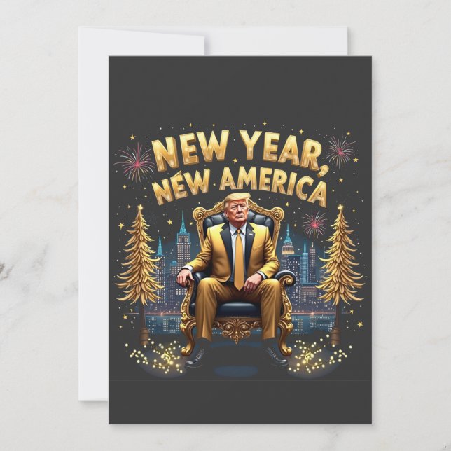 Tarjeta Festiva Nuevo año América Orgullosa Maga Trump Inauguració (Anverso)