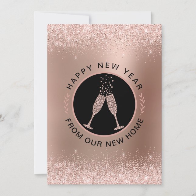 Tarjeta Festiva Nuevo año nuevo hogar Rosa cambio de dirección de  (Anverso)