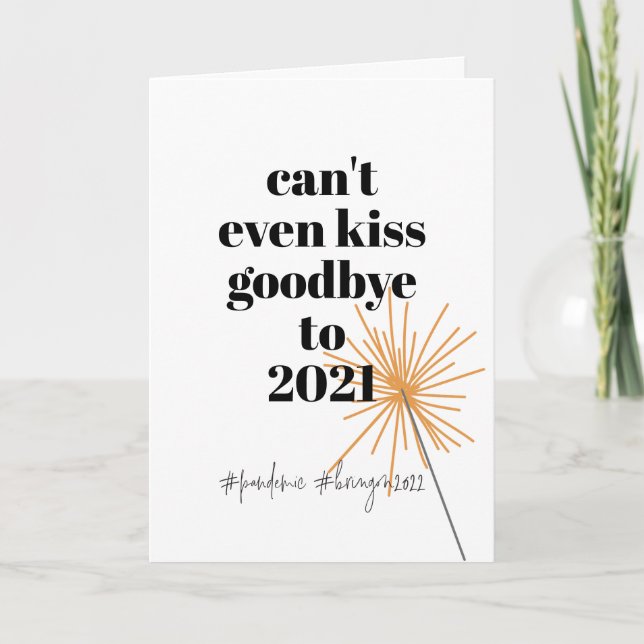 Tarjeta Festiva Nuevo año sin besos 2021 aguantar humor divertido (Anverso)