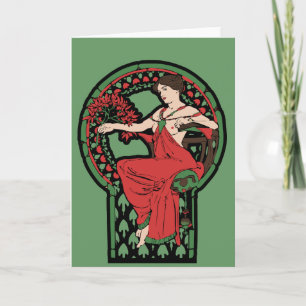 Tarjeta Festiva Nuevo arte rojo y verde
