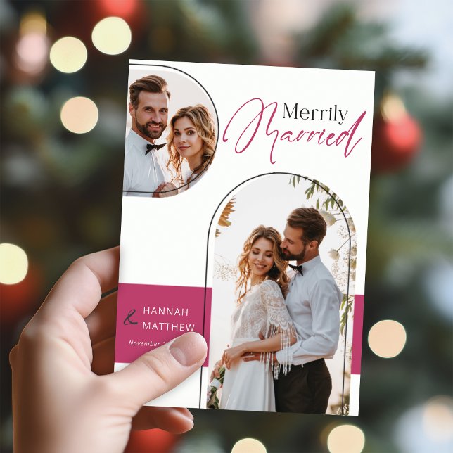 Tarjeta Festiva Nuevo Boda de vacaciones casadas Black Magenta (Subido por el creador)