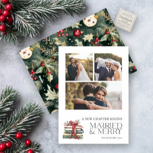Tarjeta Festiva Nuevo capítulo casado y con Merry recién casados f